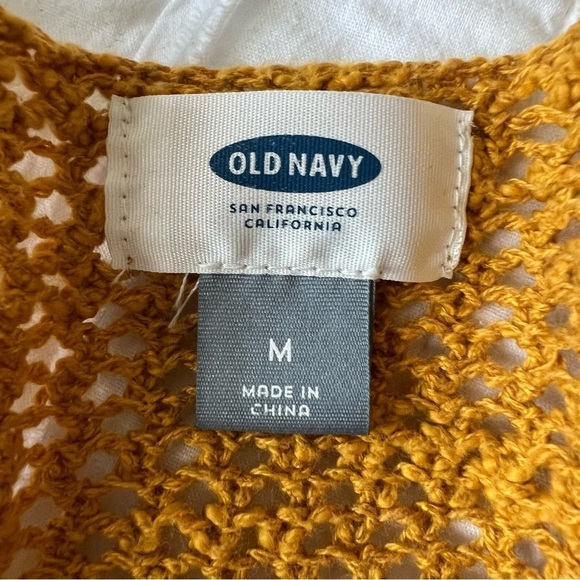 2/$30 Old Navy Open Weave 3/4 sleeve sweater in mustard yellow SZ M - Picture 9 of 13